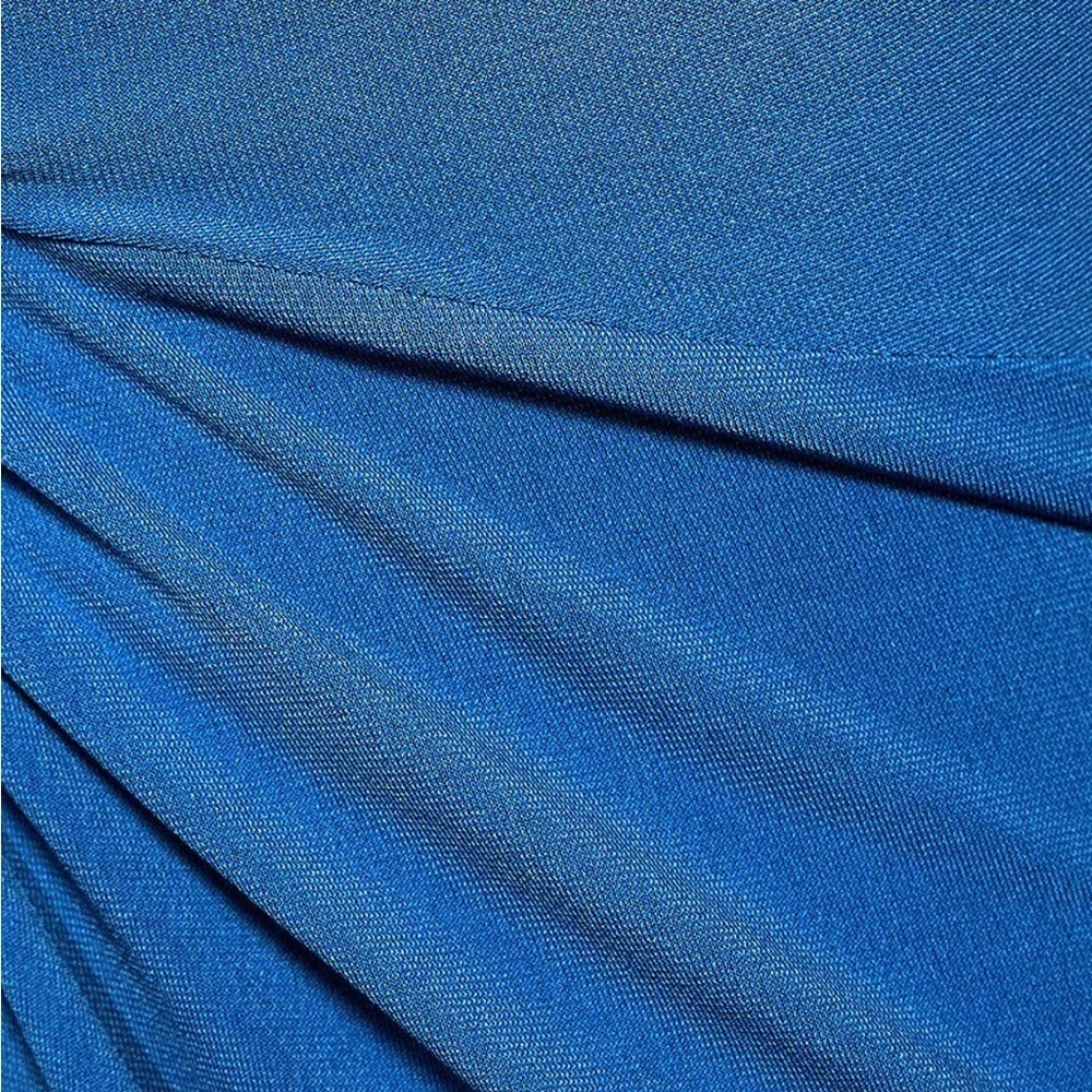 Badgley Mischka Royal Blue Halter Maxi Gown with Front Slit - Picture 3 of 15